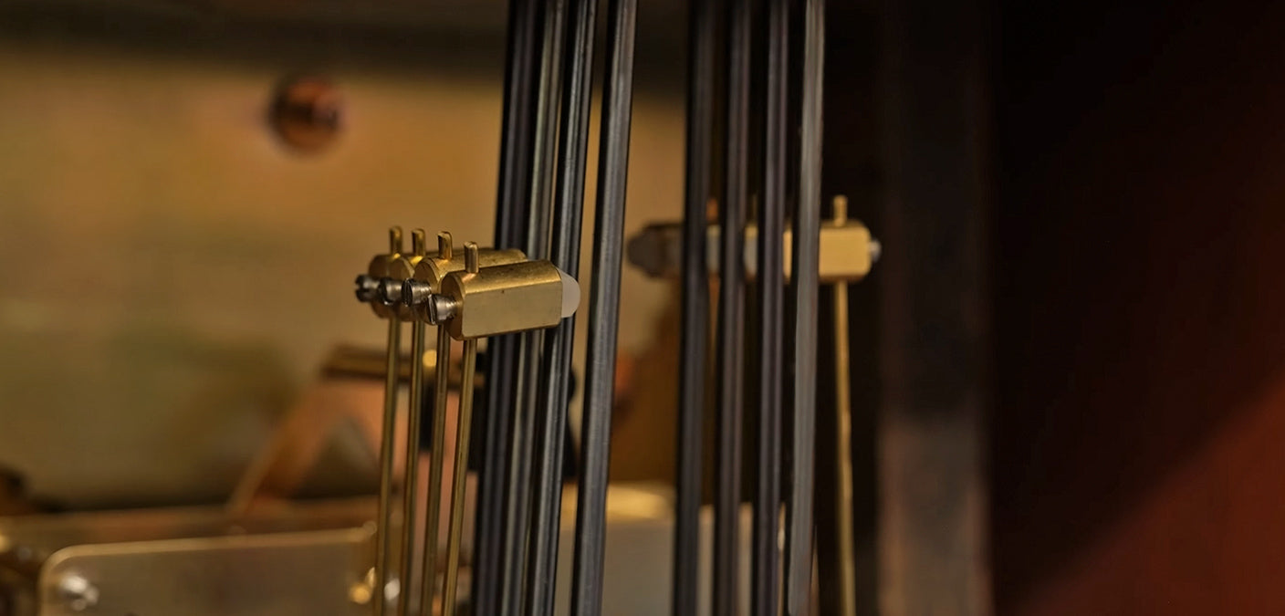 Chime hammers on a mechanical clock movement