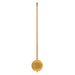 Clock pendulum made with wood and brass on white background.