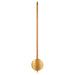 Wood and brass clock pendulum on white background.
