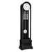 Black Grandfather clock with nickel weights and pendulum on white background