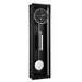 Black wall clock with silver pendulum and weights and black face
