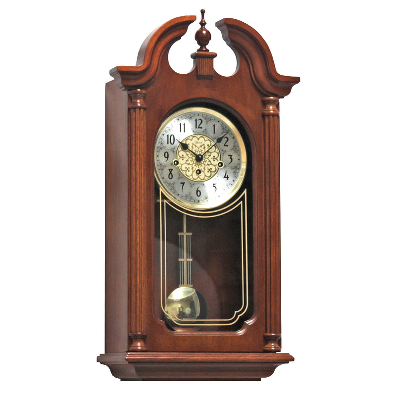 Hopewell wooden vintage style wall clock by Hermle on white background