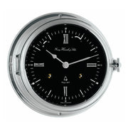 Caspian ship's bell clock - nickel with black clock face