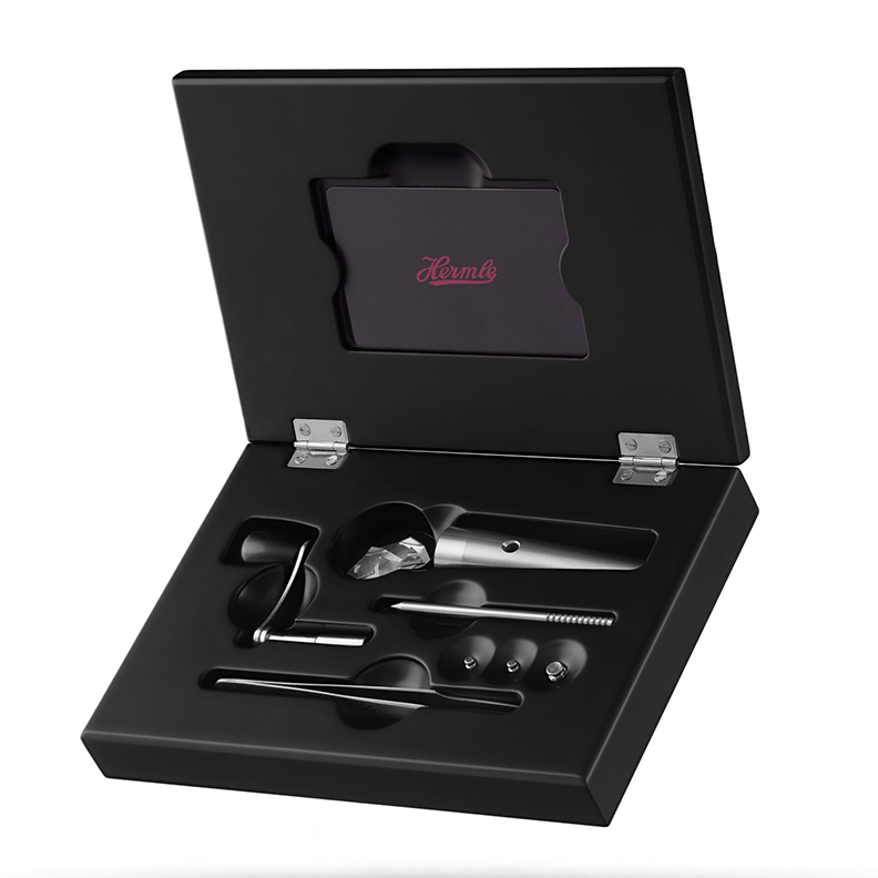 Luxury clock accessories in black case.
