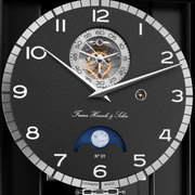 Limited edition luxury wall clock with dark clock face and gears.