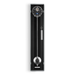 Black wall clock with silver pendulum on a white background