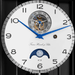 Close-up of a luxury watch face with intricate design and Franz Hermle and Sohn brand name.