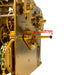 Close-up of a gold clock movement with a measurement label indicating post length of 37mm.