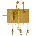 Wide brass clock movement with visible gears on white background.