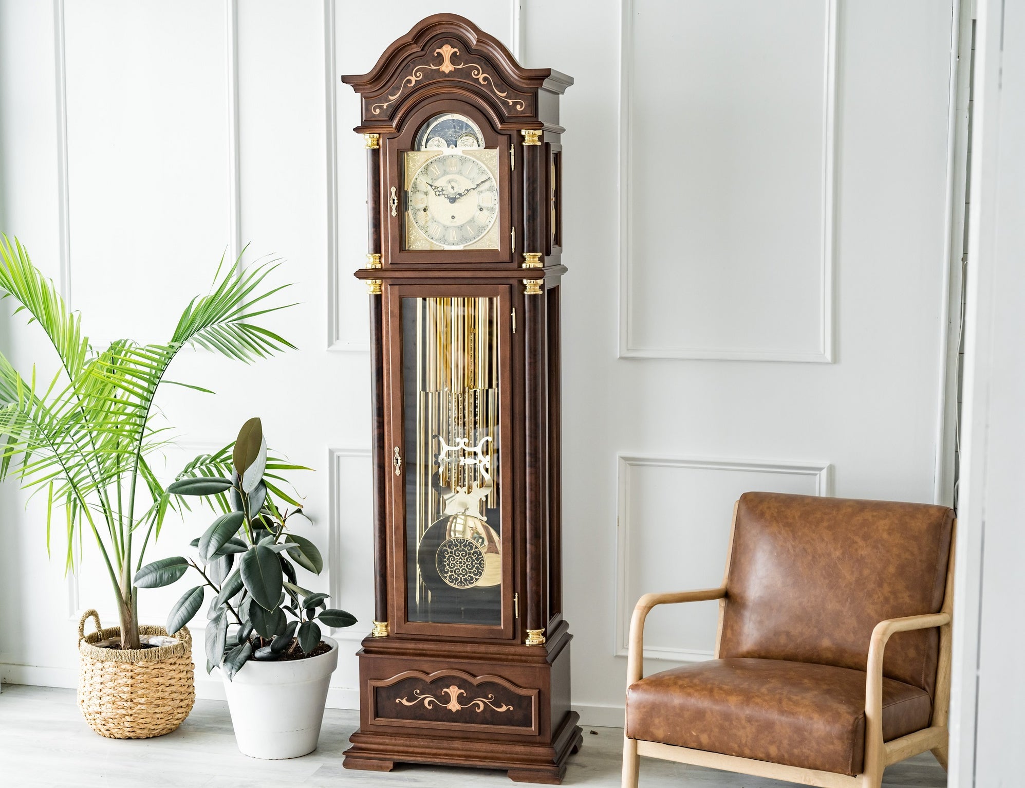 Handcrafted Traditional Biltmore Walnut Grandfather Clock — Emperor
